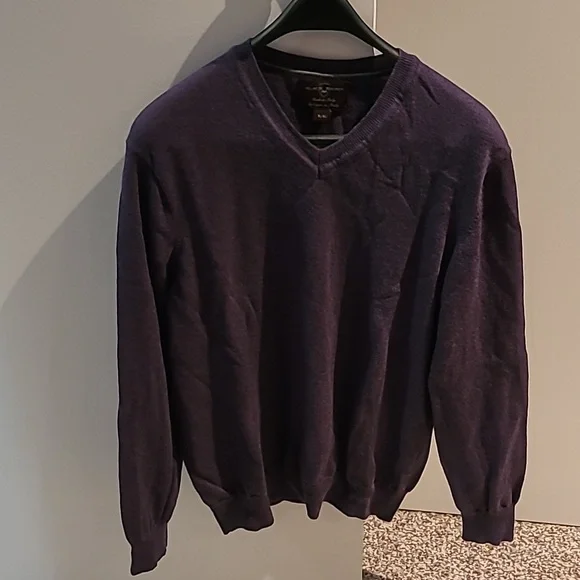 Black Brown 1826 Sweaters Mens Merino Wool Purple Sweater